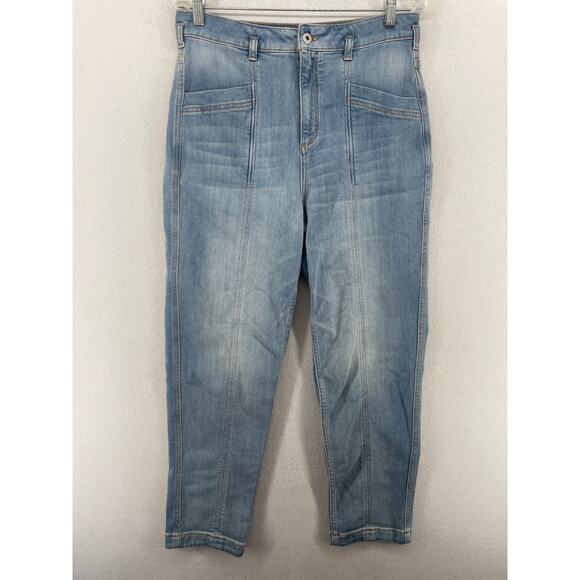 PILCRO Jeans 29 ANTHROPOLOGIE High Waist Tapered Ankle Light Wash Denim Blue - Picture 1 of 16